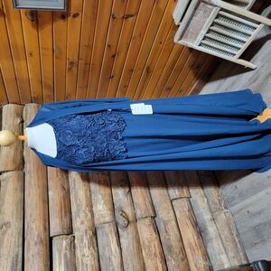 Elegant Blue Lace Maxi Dress